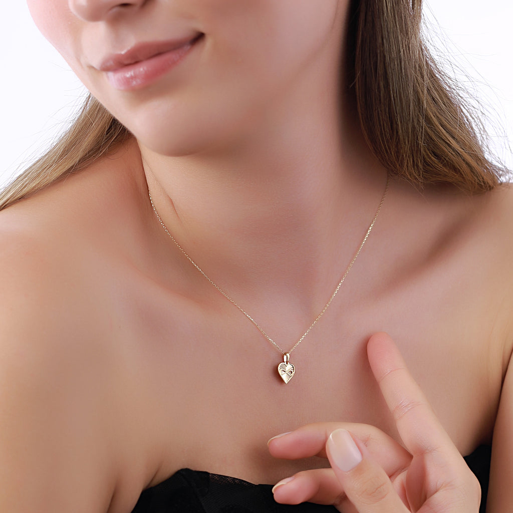 14K Gold Infinity Heart Necklace, Diamond Cut Heart Pendant, Eternal Love Charm, Symbolic Jewelry, Gift for Her