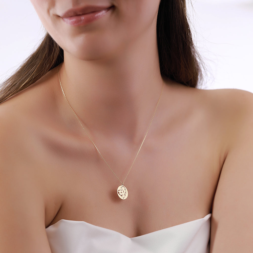 14K Gold Heart Coin Necklace, Cut Out Heart Medallion Pendant, Dainty Round Disc, Everyday Layering Necklace, Gift for Her