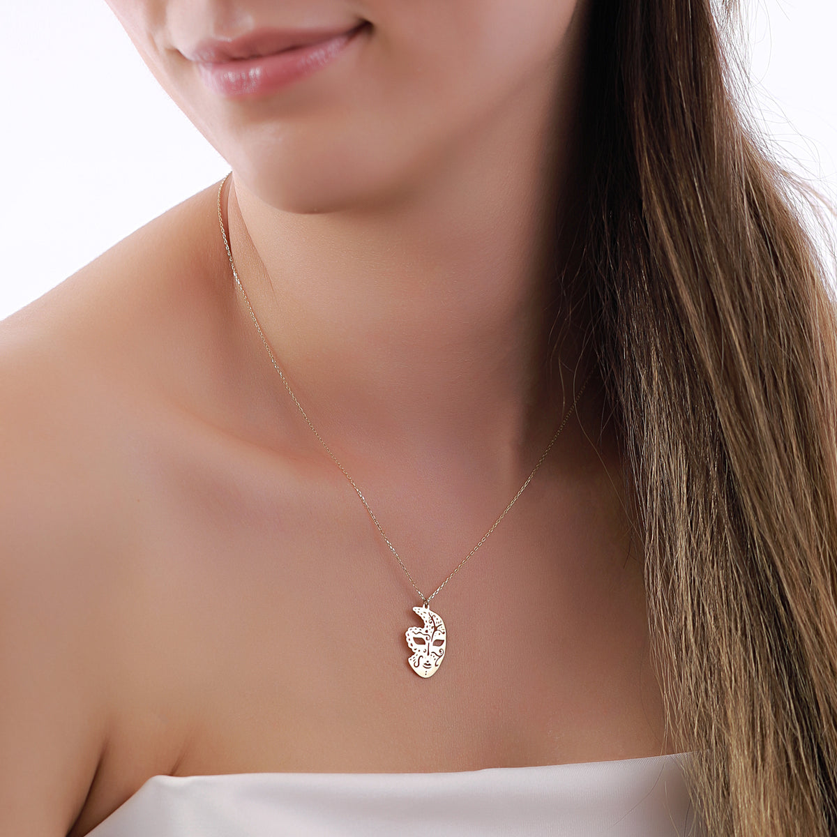 14K Gold Moon Face Necklace, Celestial Crescent Pendant, Engraved Man in the Moon Charm, Boho Necklace, Gift for Her