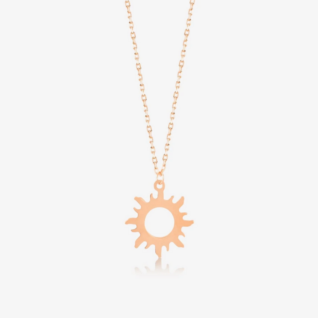 14K Gold Sun Necklace, Open Sunburst Pendant, Boho Celestial Charm, Everyday Gift for Her