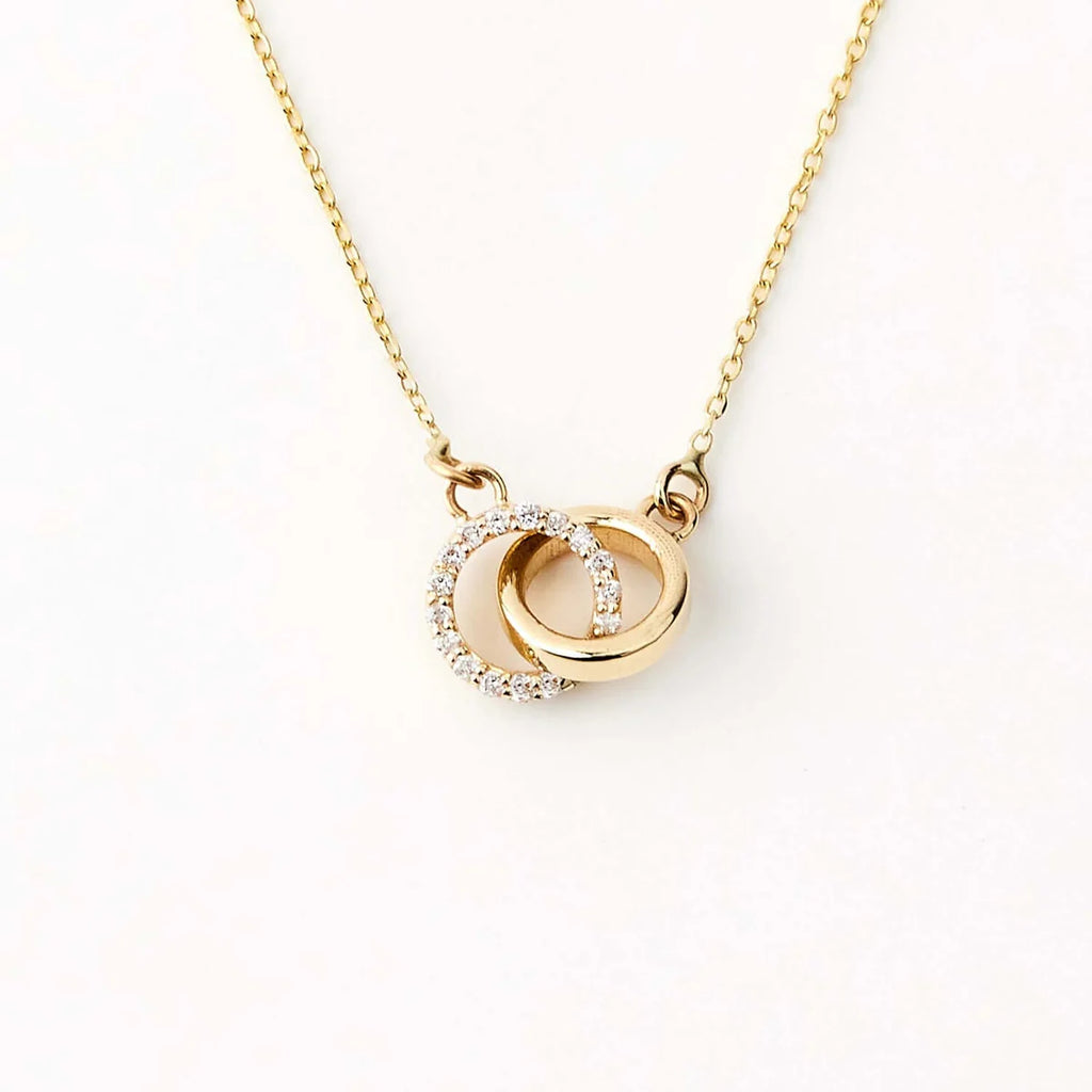 Diamond Intertwined Circle Necklace 10K Solid Gold