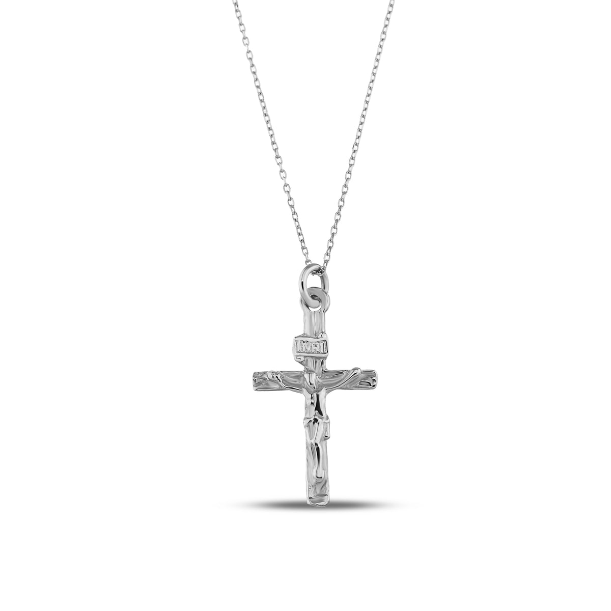 14K Gold Crucifix Necklace, INRI Jesus Cross Pendant, Traditional Catholic Charm, Faith Gift for Her