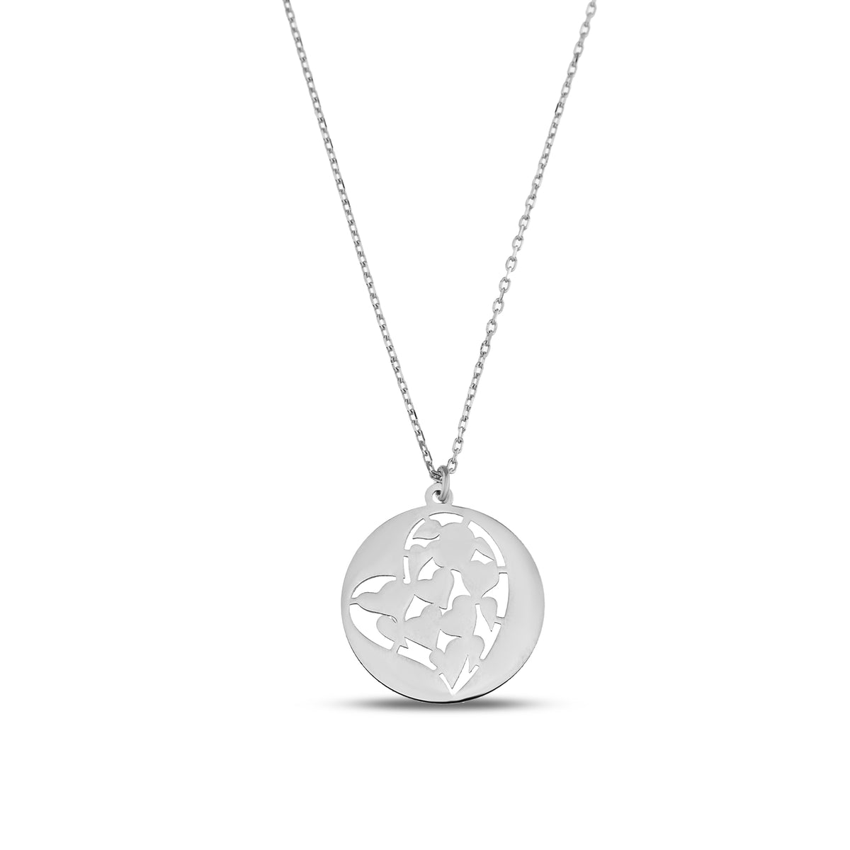 14K Gold Heart Coin Necklace, Cut Out Heart Medallion Pendant, Dainty Round Disc, Everyday Layering Necklace, Gift for Her