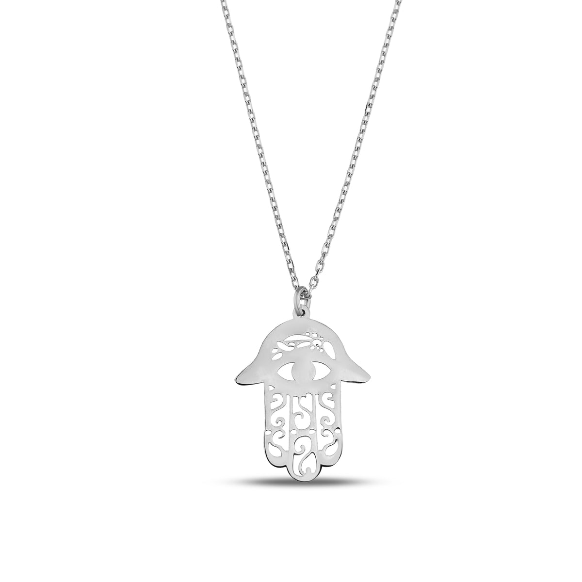 14K Gold Hamsa Necklace, Engraved Evil Eye Hand Pendant, Fatima's Hand Charm, Protection Jewelry, Gift for Her