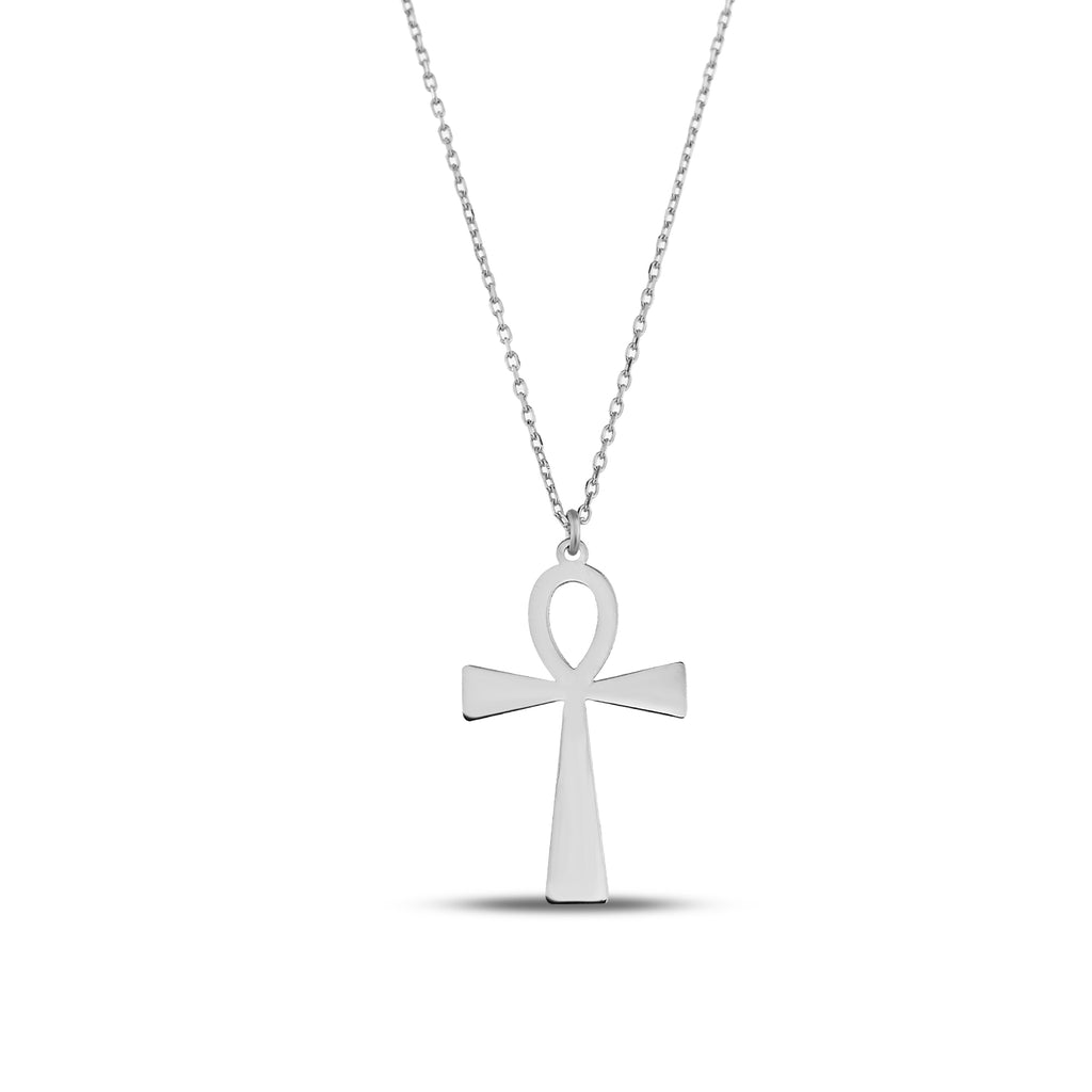 14K Gold Ankh Necklace, Egyptian Key of Life Pendant, Minimalist Ankh Cross Charm, Symbolic Jewelry, Gift for Her