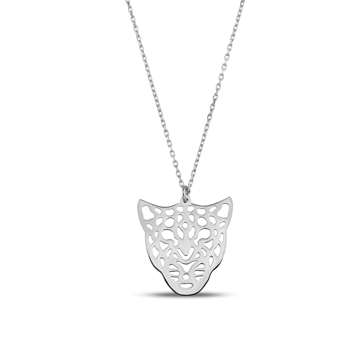 14K Gold Leopard Necklace, Cut Out Leopard Face Pendant, Wild Animal Charm, Bold Statement Jewelry, Gift for Her