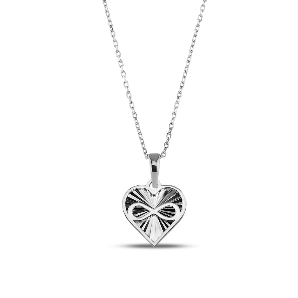 14K Gold Infinity Heart Necklace, Diamond Cut Heart Pendant, Eternal Love Charm, Symbolic Jewelry, Gift for Her
