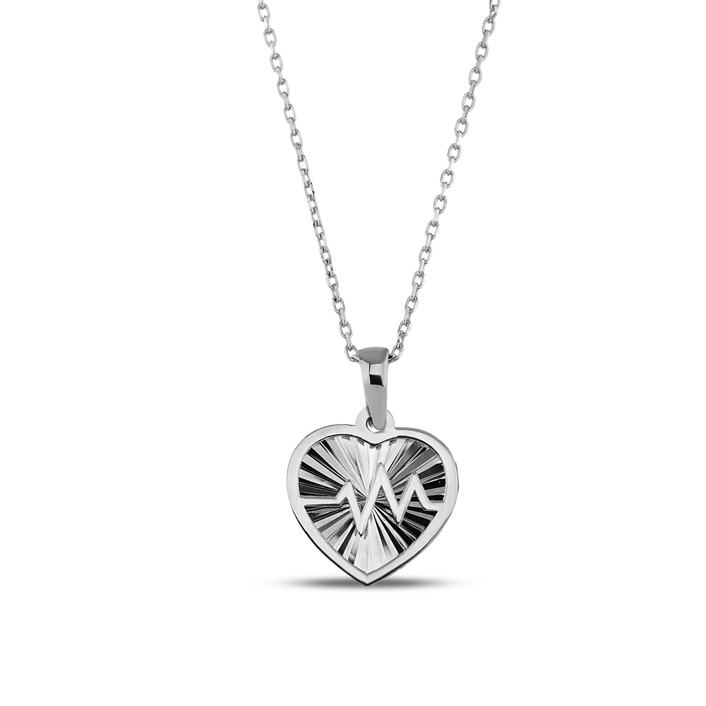 14K Gold Heartbeat Necklace, Diamond Cut Heart Pulse Pendant, Pulse Line Charm, Meaningful Gift for Her