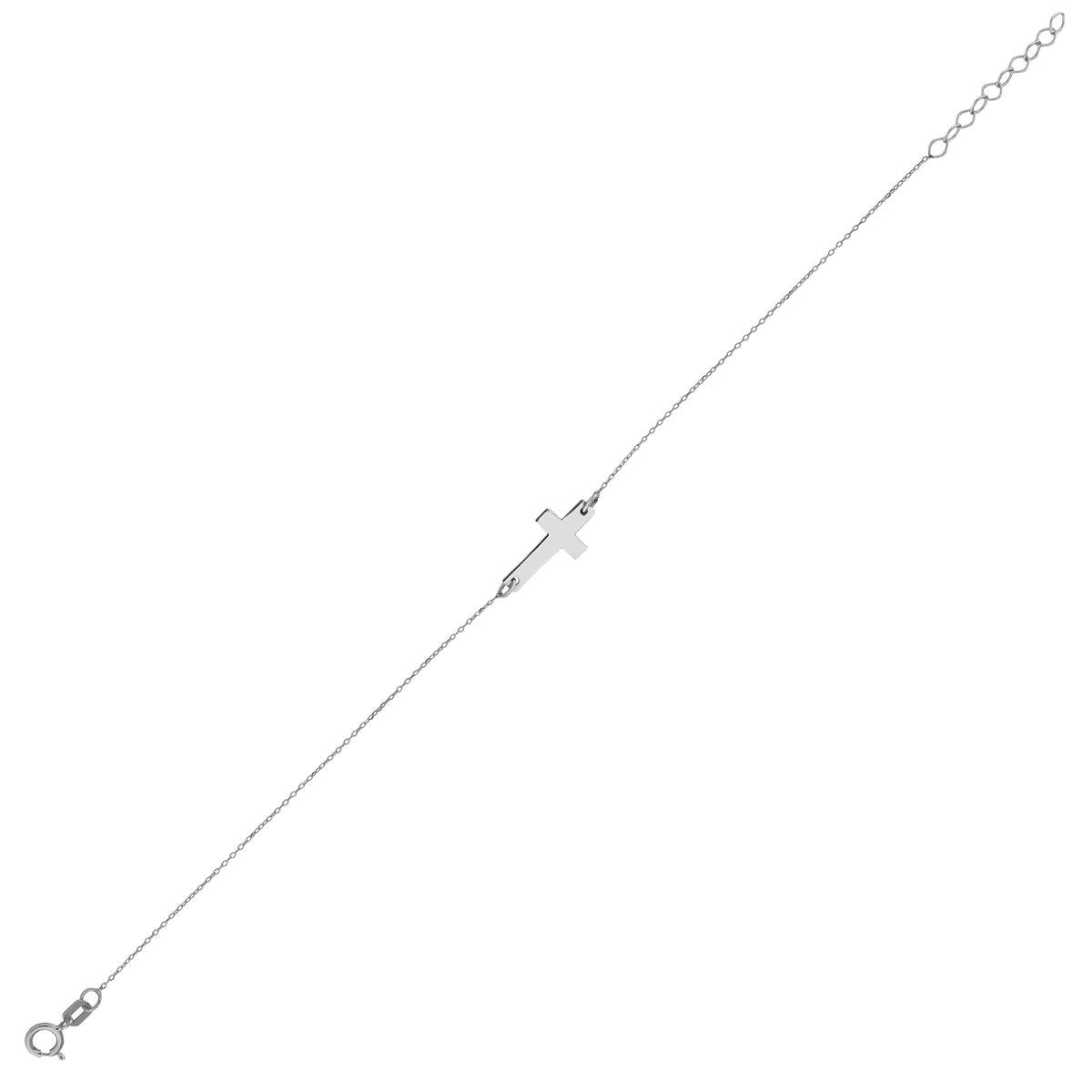 14K Gold Cross Bracelet, Classic Sideways Cross Chain Bracelet, Simple Faith Bracelet, Delicate Everyday Jewelry