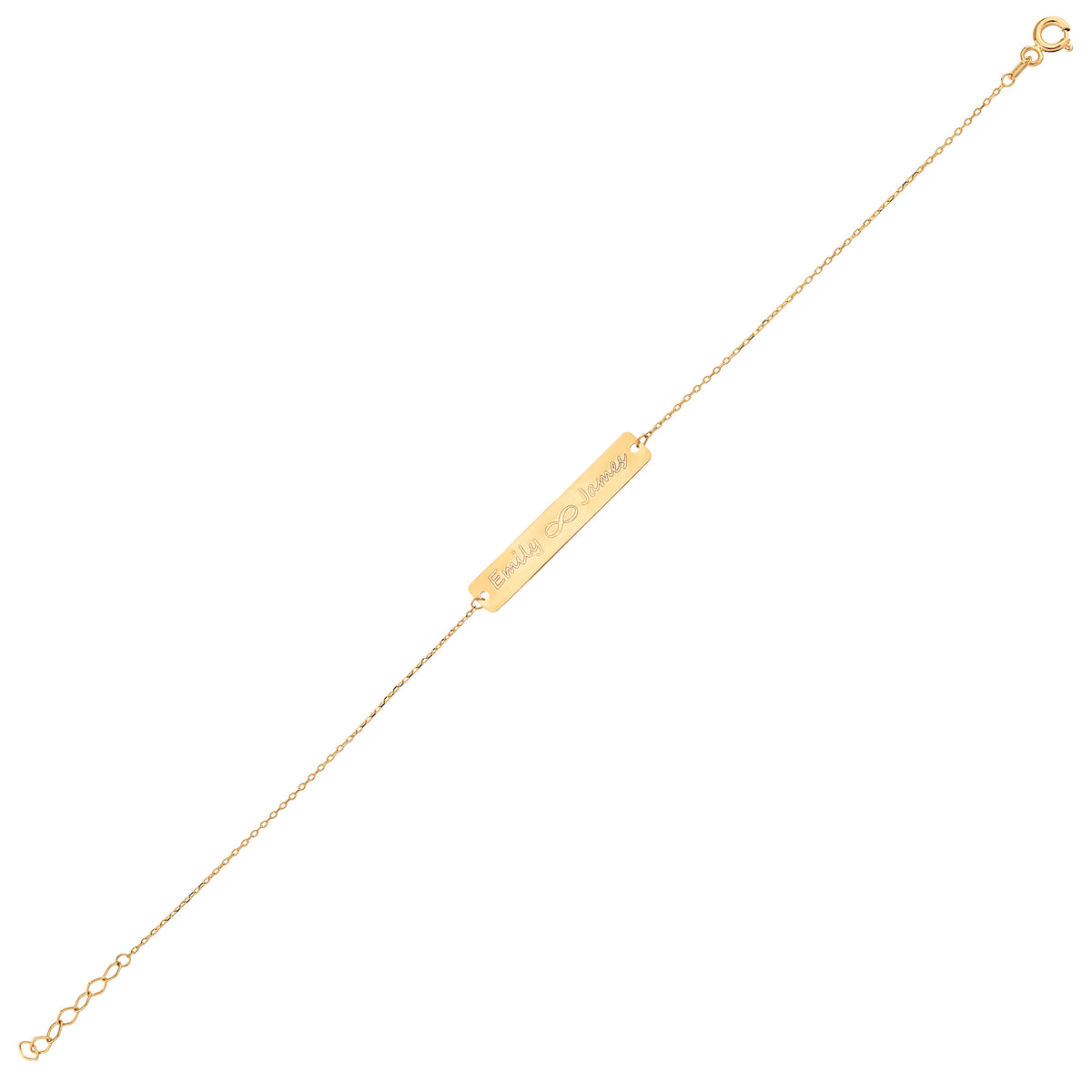 14K Gold Custom Names Infinity Bracelet, Engraved Couples Bar Bracelet, Personalized Two Name Bracelet, Gift for Her