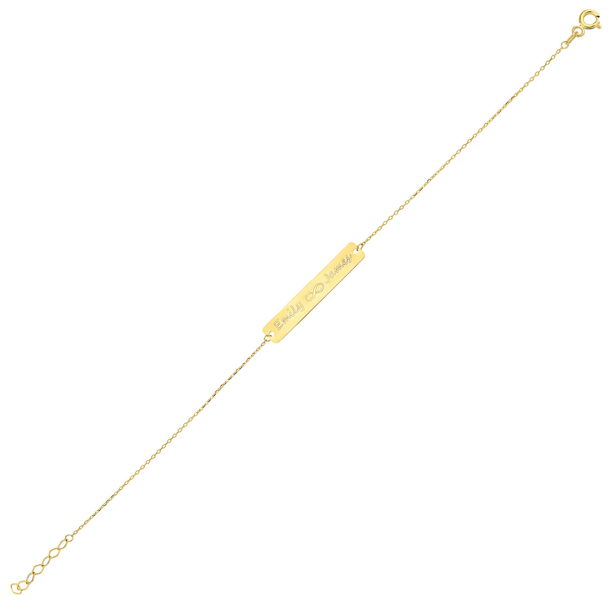 14K Gold Custom Names Infinity Bracelet, Engraved Couples Bar Bracelet, Personalized Two Name Bracelet, Gift for Her