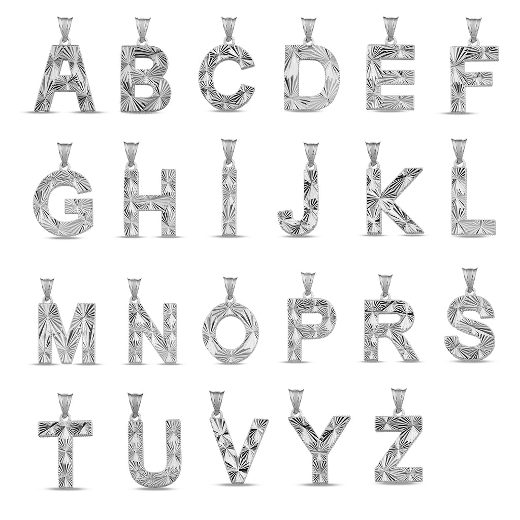 14K Gold Initial Letter A Pendant, Diamond Cut Block Letter Necklace, Sparkling Personalized Charm, Gift for Her