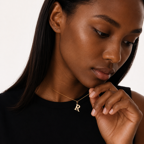 Personalized Initial Pendant Necklace 10K Solid Gold