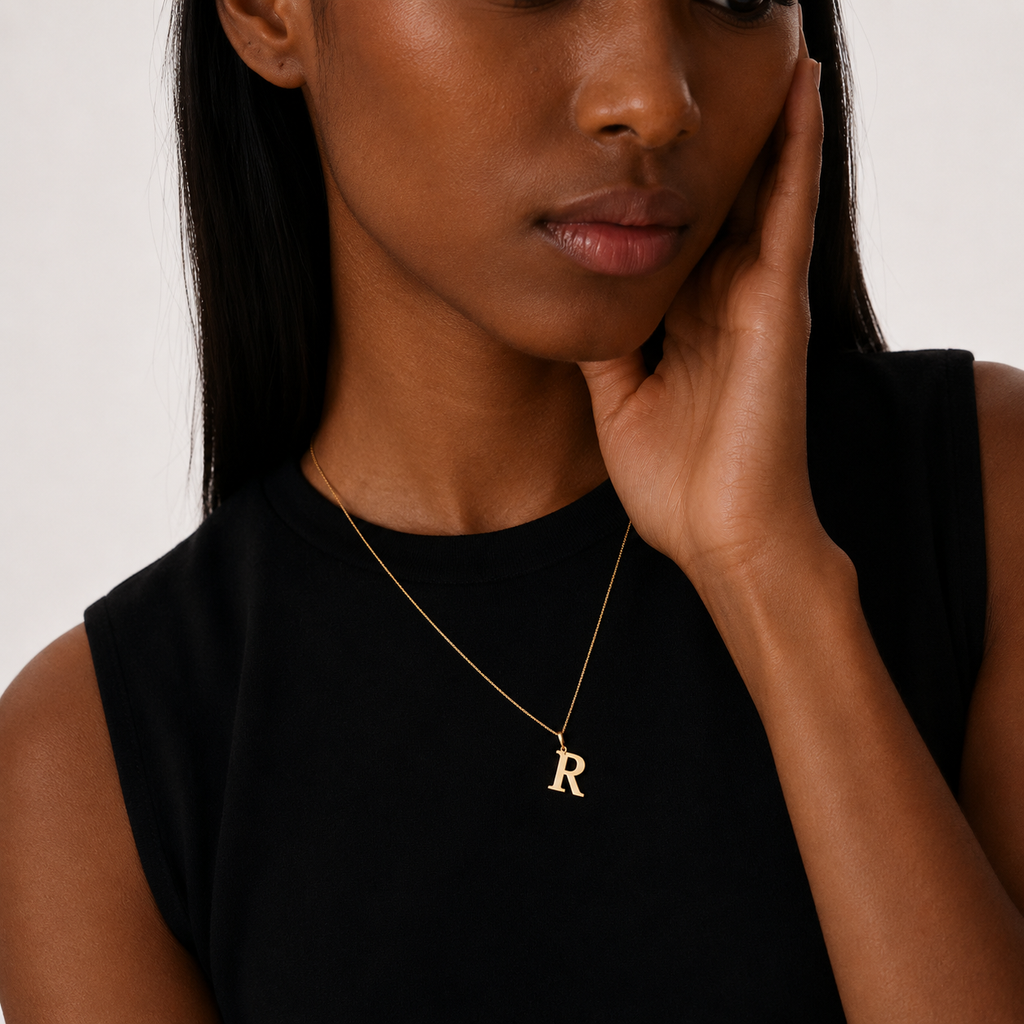 Personalized Initial Pendant Necklace 10K Solid Gold