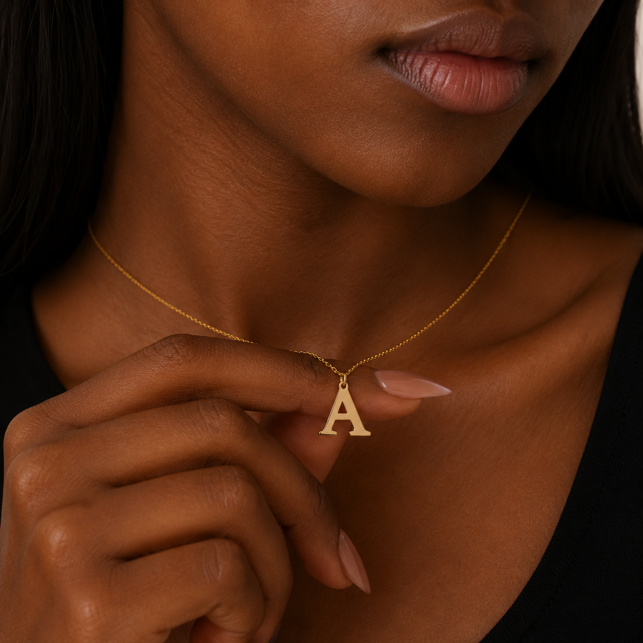 Personalized Initial Pendant Necklace 10K Solid Gold