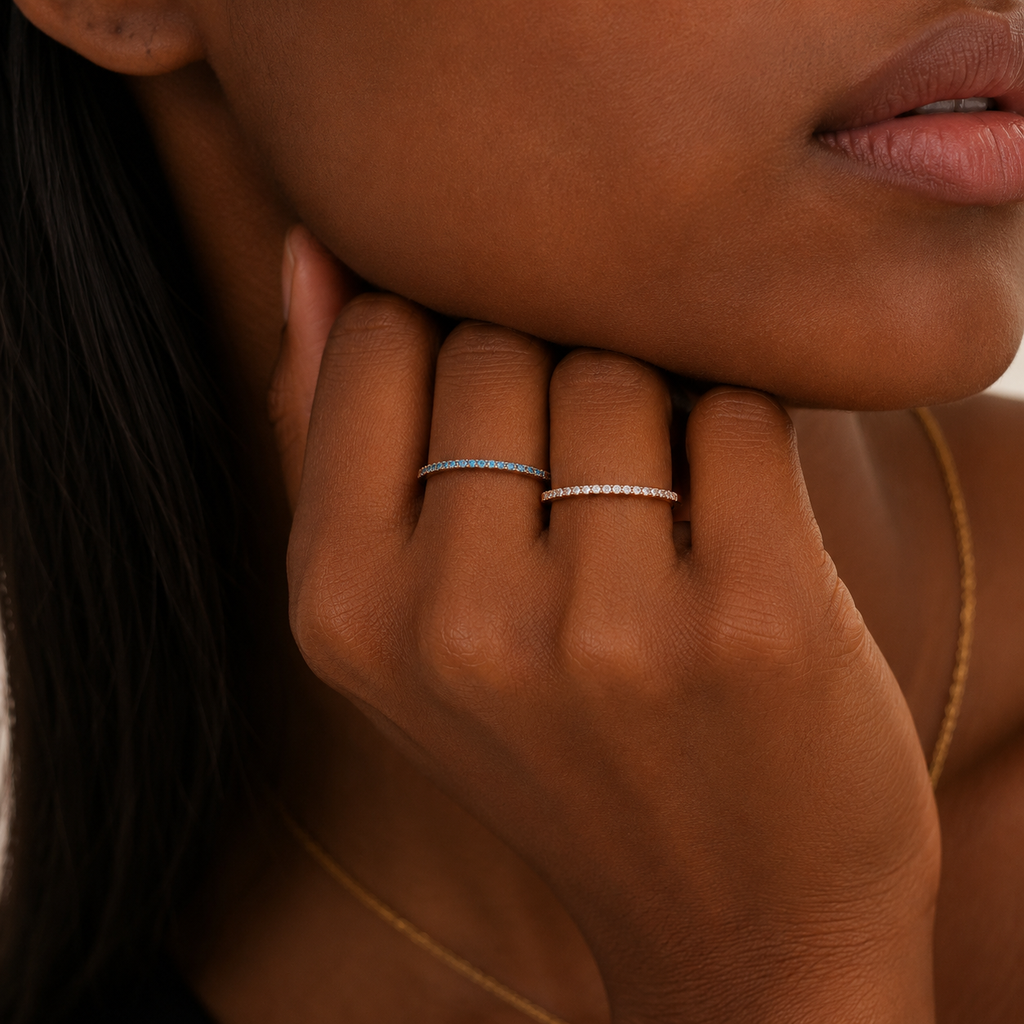 Birthstone Full Eternity Stacking Ring 10K Solid Gold