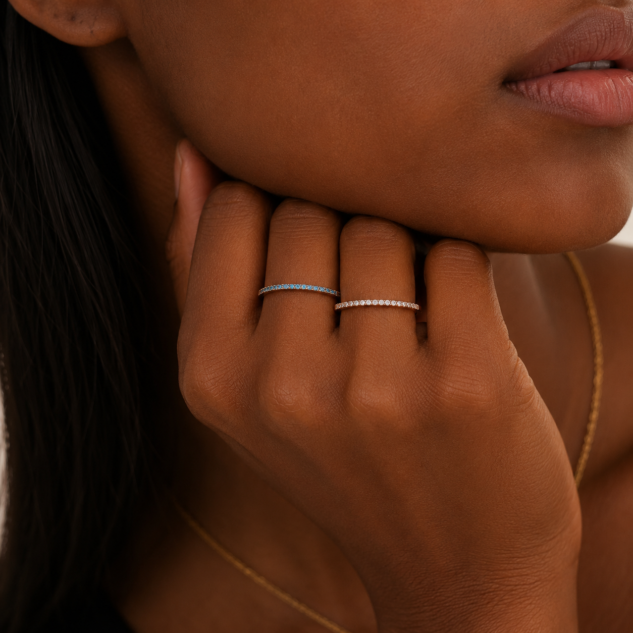 Birthstone Full Eternity Stacking Ring 10K Solid Gold