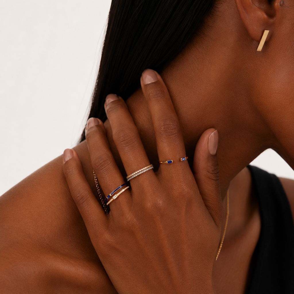 Birthstone Full Eternity Stacking Ring 10K Solid Gold