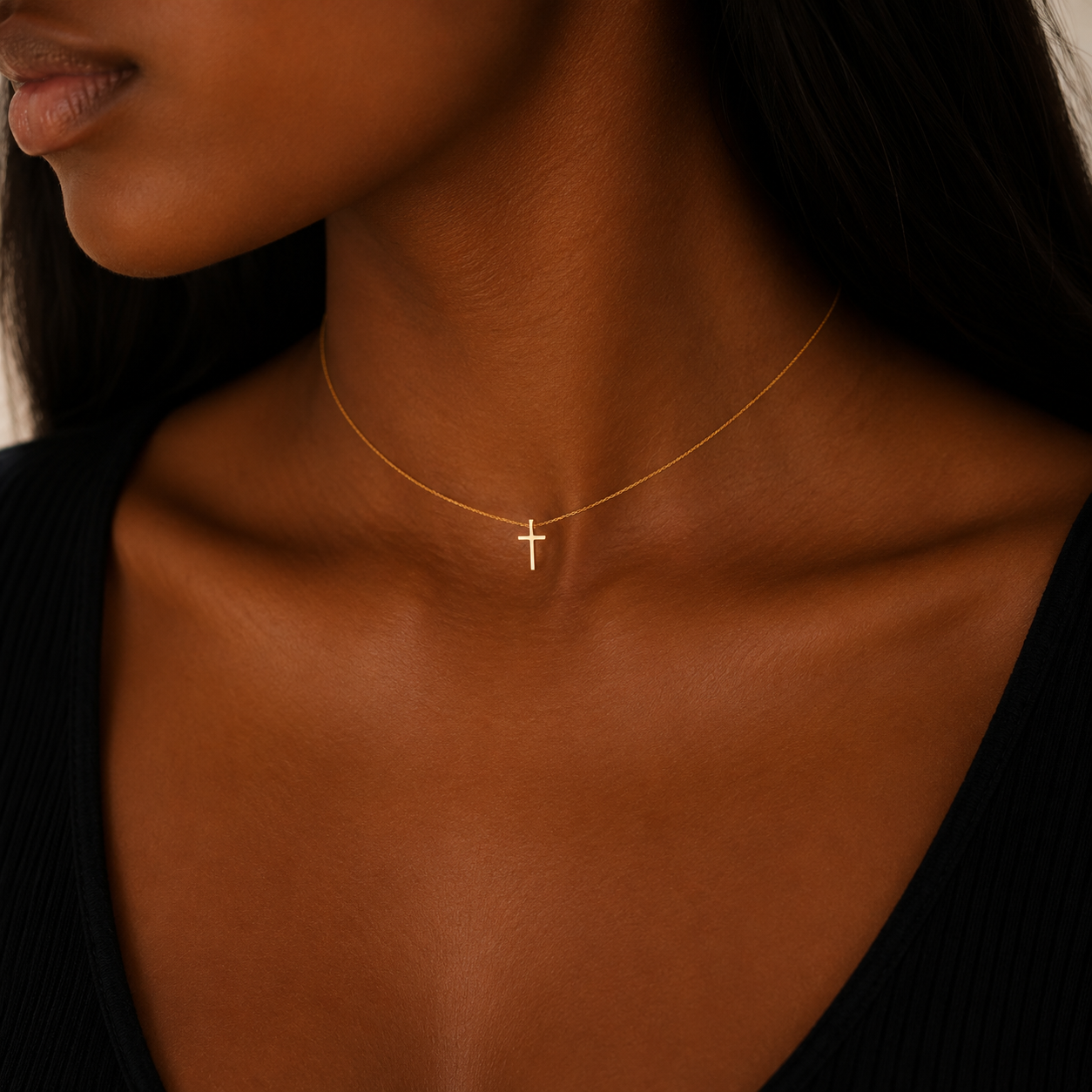 Dainty Cross Necklace 10K Solid Gold