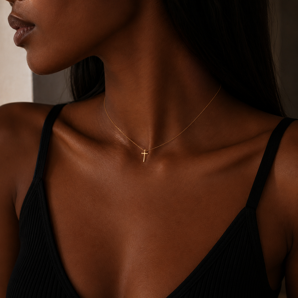 Dainty Cross Necklace 10K Solid Gold