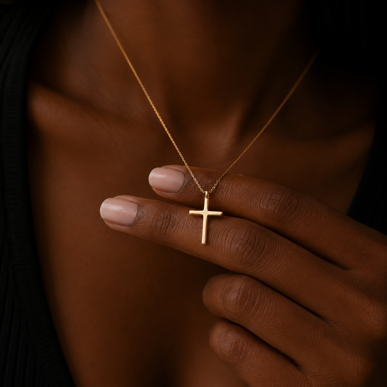 Dainty Cross Necklace 10K Solid Gold