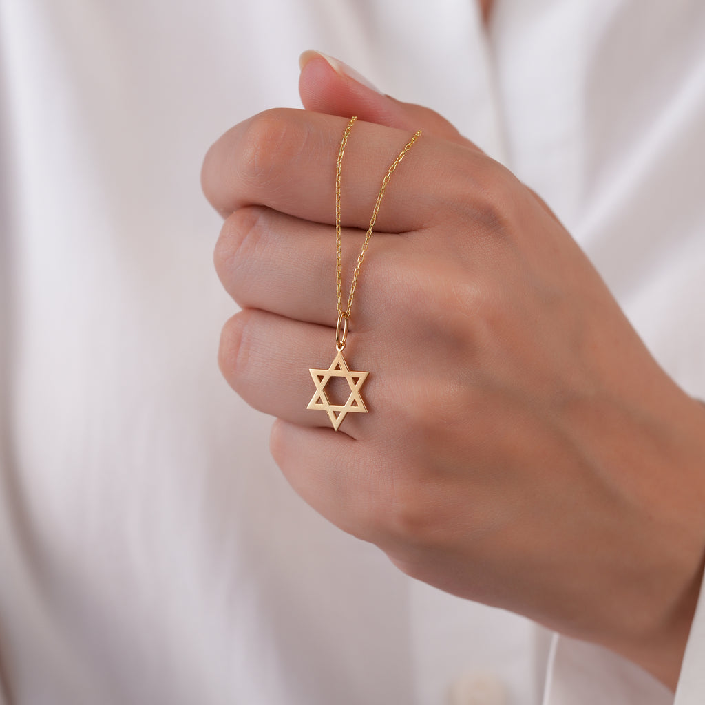 14K Solid Gold Star of David Charm, Jewish Star Pendant, Classic Faith Charm, Timeless Jewish Jewelry, Gift for Her