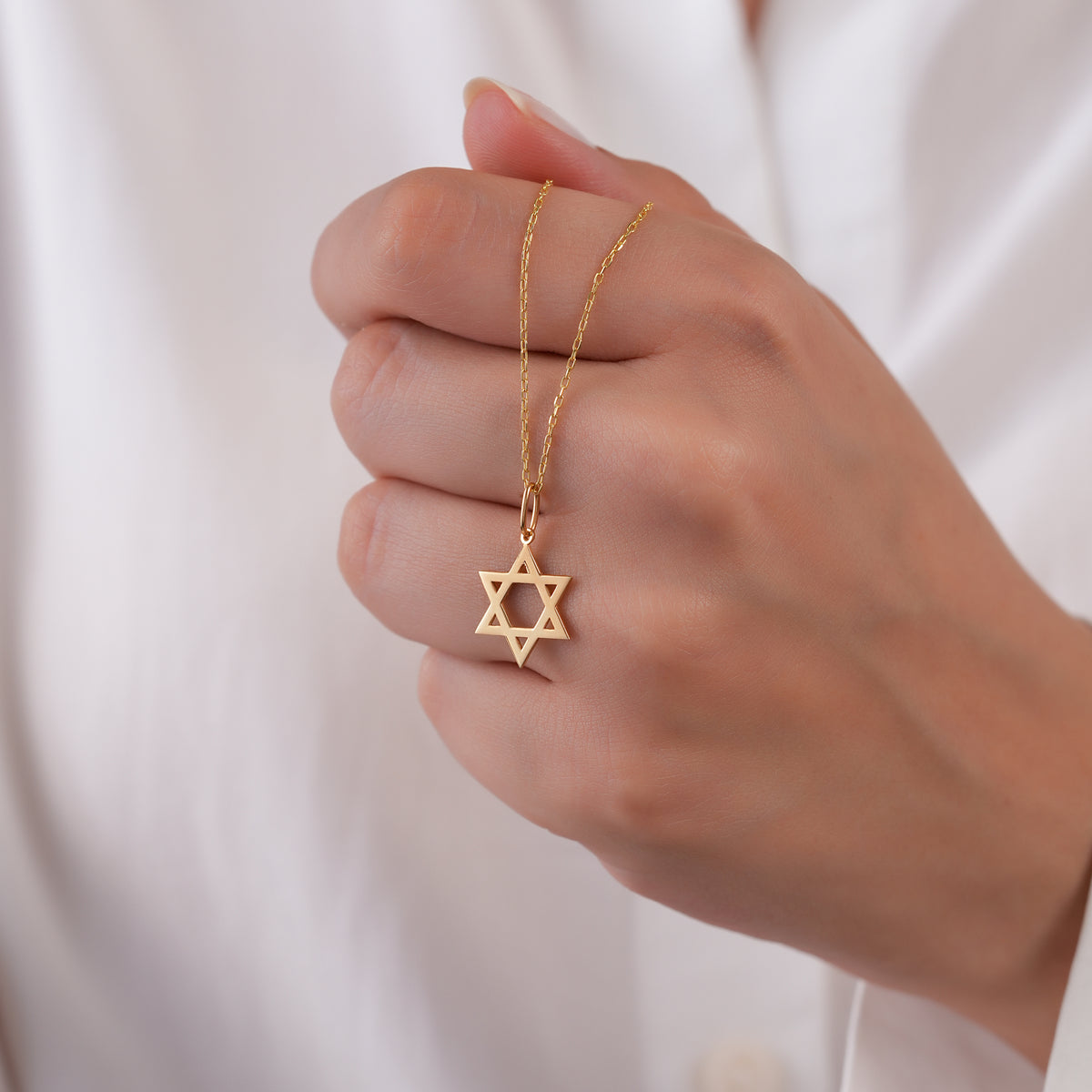 14K Solid Gold Star of David Charm, Jewish Star Pendant, Classic Faith Charm, Timeless Jewish Jewelry, Gift for Her