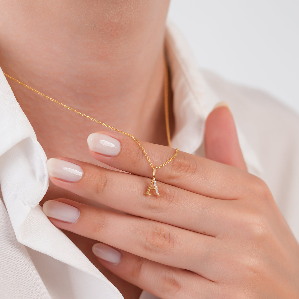 14K Gold Letter Charm with Lab Diamond Accent, Half Pave Initial Pendant, Personalized Alphabet Charm A-Z, Modern Letter Jewelry