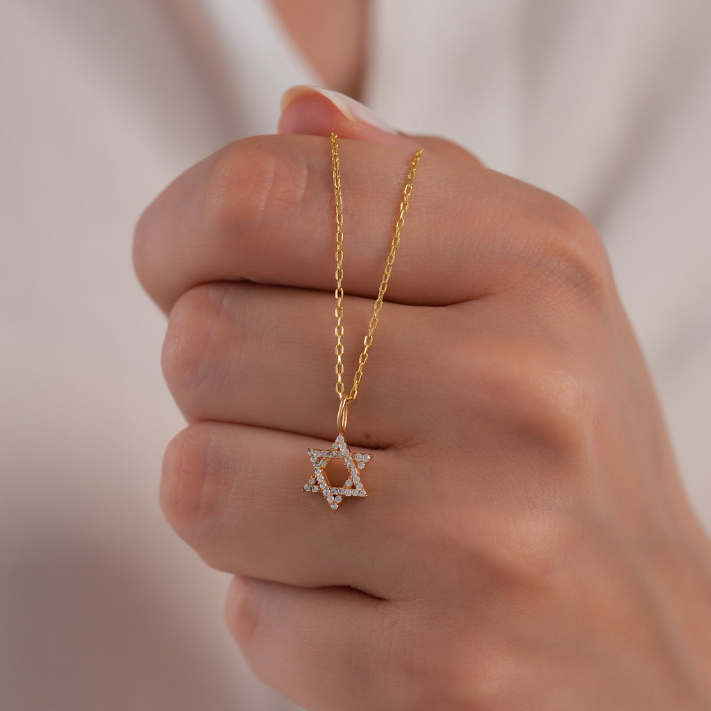 14K Gold Pave Star of David Charm, Sparkling Jewish Star Pendant, Lab Diamond Faith Charm, Bat Mitzvah Gift, Gift for Her