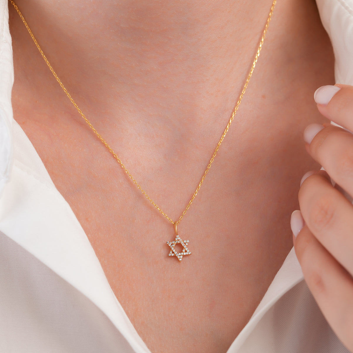 14K Gold Pave Star of David Charm, Sparkling Jewish Star Pendant, Lab Diamond Faith Charm, Bat Mitzvah Gift, Gift for Her