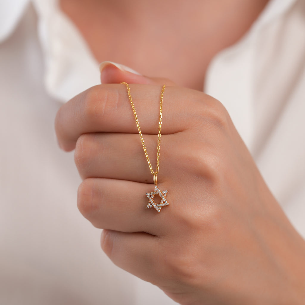 14K Gold Pave Star of David Charm, Sparkling Jewish Star Pendant, Lab Diamond Faith Charm, Bat Mitzvah Gift, Gift for Her