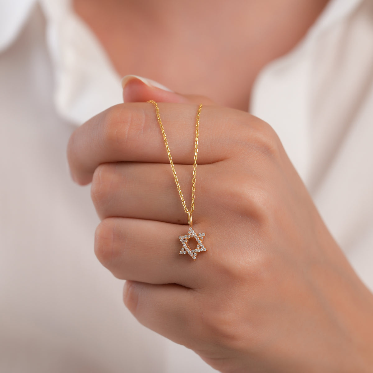 14K Gold Pave Star of David Charm, Sparkling Jewish Star Pendant, Lab Diamond Faith Charm, Bat Mitzvah Gift, Gift for Her