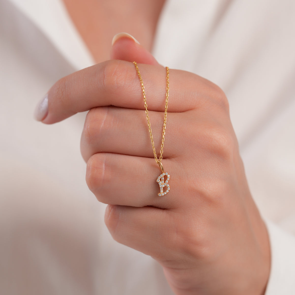 14K Gold Lab Diamond Letter Charm, Pave Initial Pendant, Personalized Alphabet Charm A-Z, Custom Letter Jewelry, Gift for Her