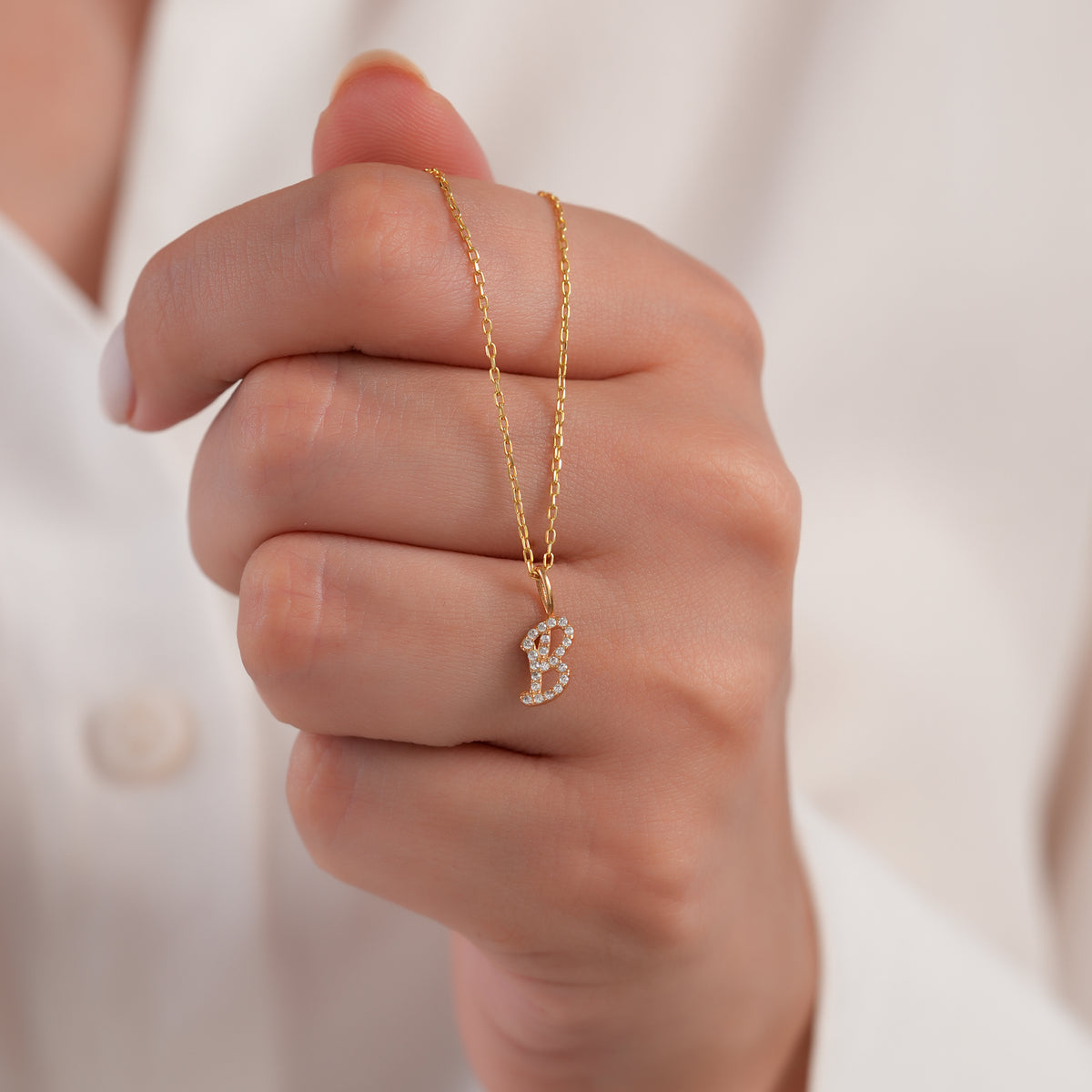 14K Gold Lab Diamond Letter Charm, Pave Initial Pendant, Personalized Alphabet Charm A-Z, Custom Letter Jewelry, Gift for Her