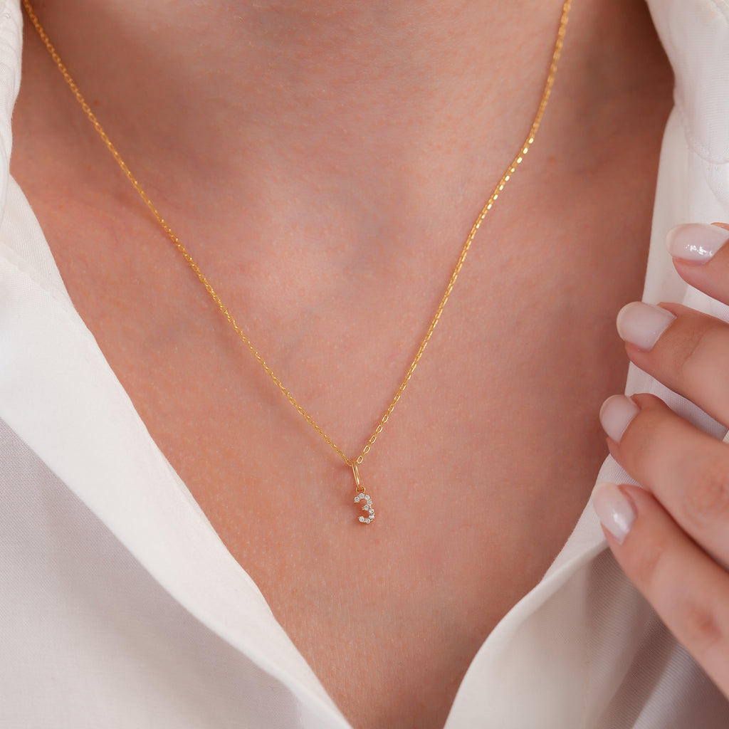 14K Gold Lab Diamond Number Charm, Pave Digit Pendant, Personalized Number Charm 0-9, Custom Numeral Jewelry, Gift for Her