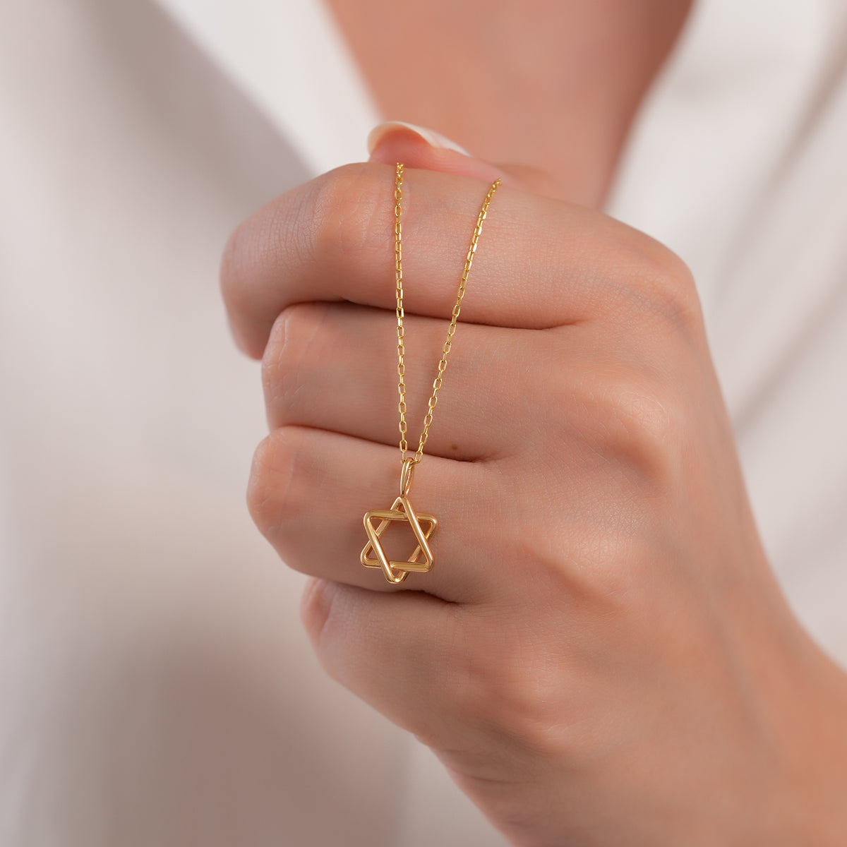 14K Gold Wire Star of David Charm, Delicate Jewish Star Pendant, Minimalist Faith Charm, Dainty Jewish Jewelry, Gift for Her