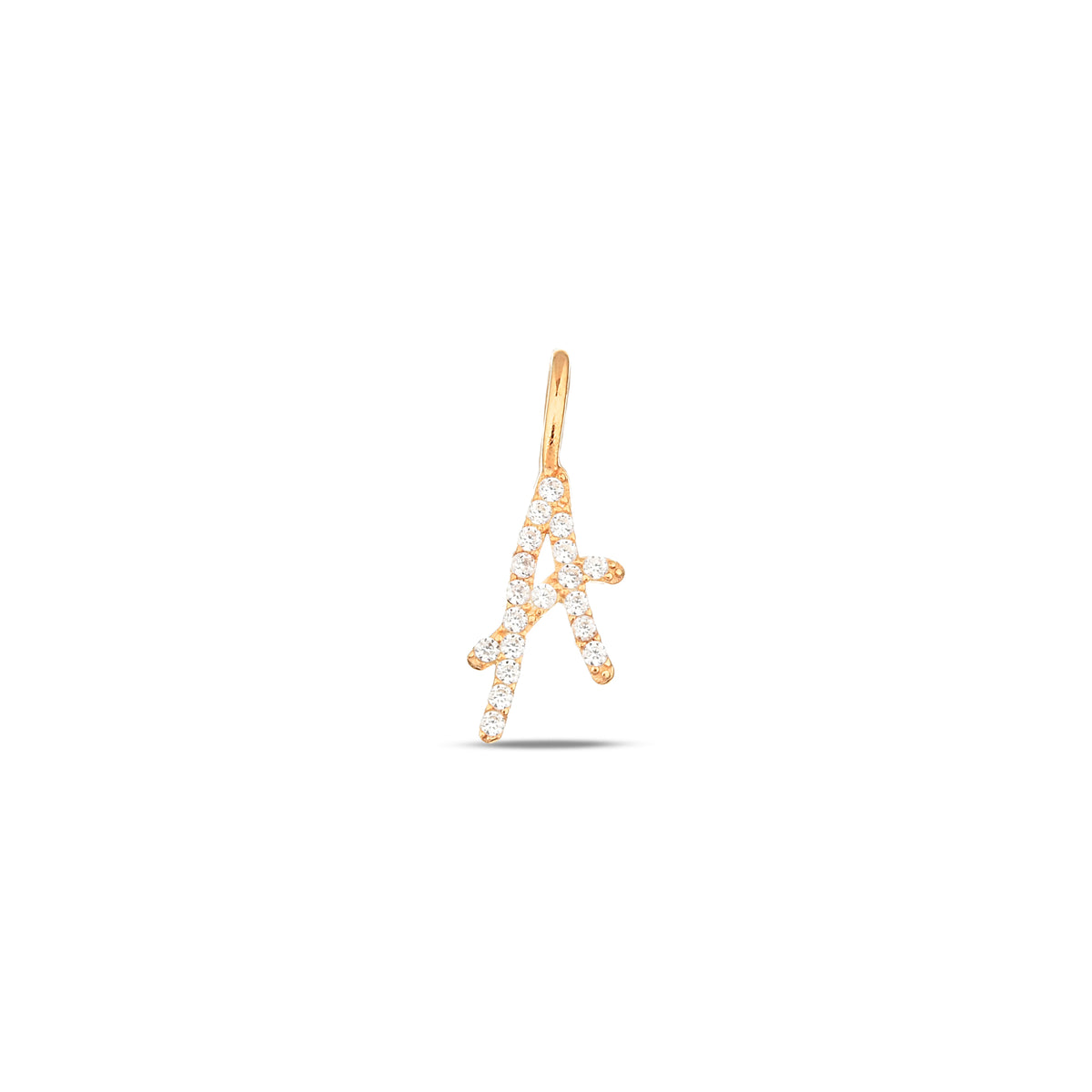 14K Gold Lab Diamond Letter Charm, Pave Initial Pendant, Personalized Alphabet Charm A-Z, Custom Letter Jewelry, Gift for Her