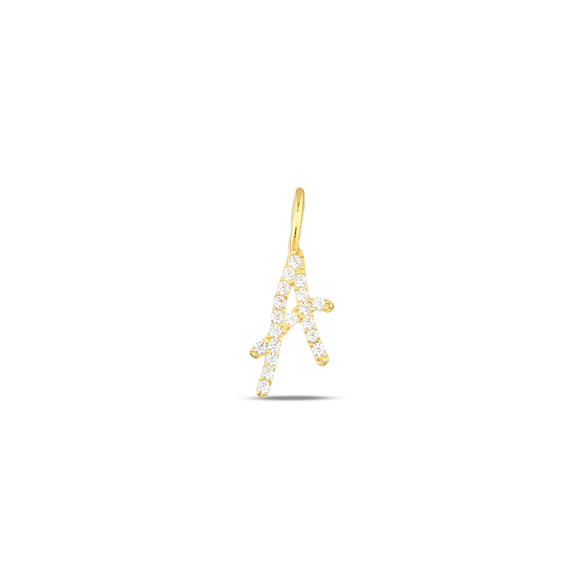 14K Gold Lab Diamond Letter Charm, Pave Initial Pendant, Personalized Alphabet Charm A-Z, Custom Letter Jewelry, Gift for Her