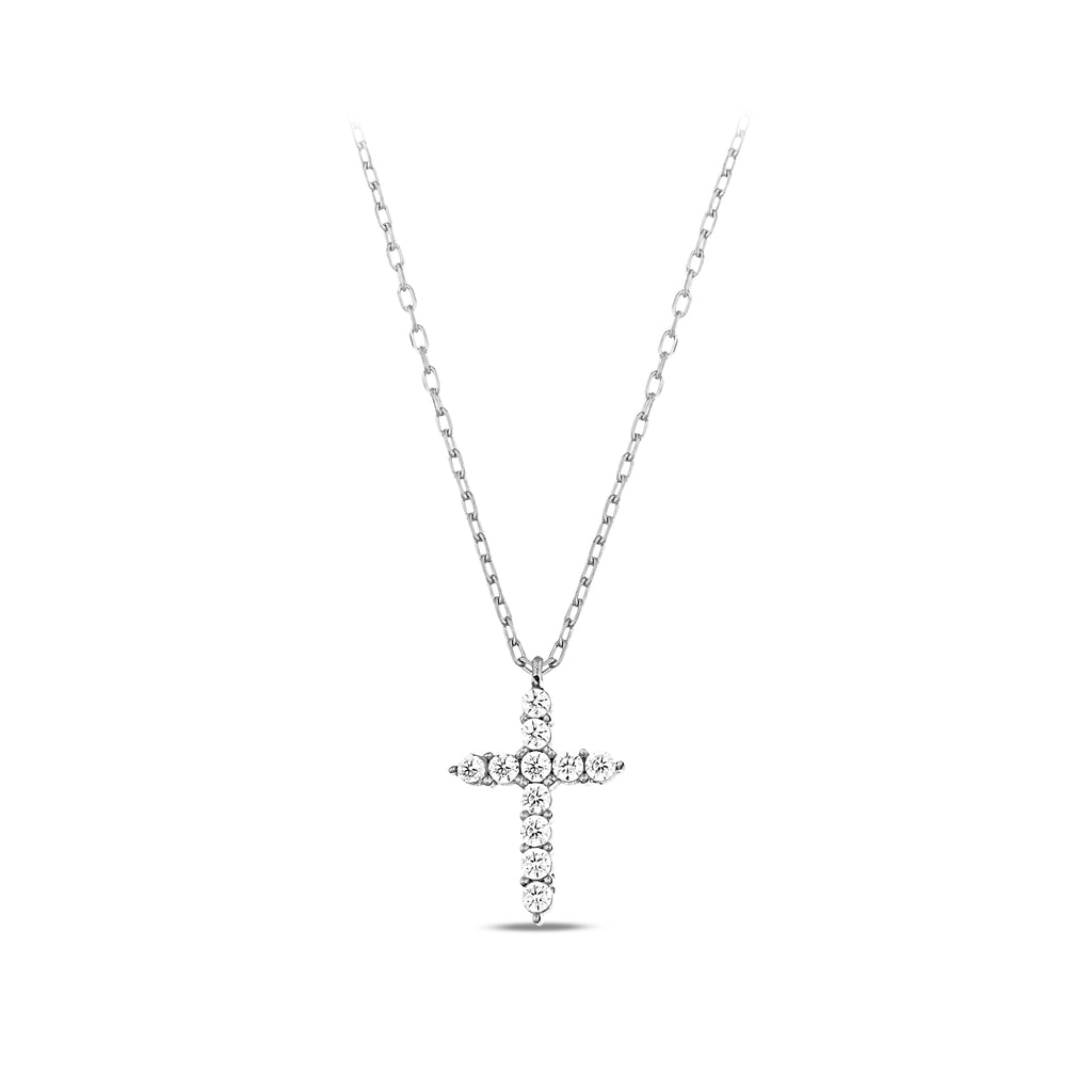 14K Gold Lab Diamond Cross Necklace, Pave Cross Pendant, Confirmation Baptism Gift, Christian Jewelry for Her