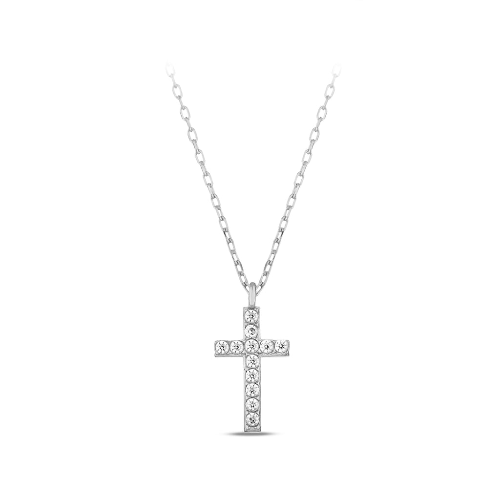 14K Gold Bezel Set Cross Necklace, Bold Lab Diamond Cross Pendant, Statement Faith Jewelry Gift