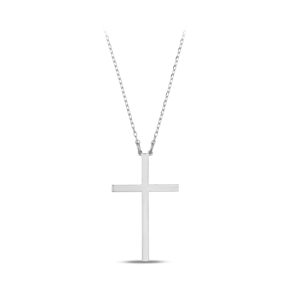 14K Gold Plain Cross Necklace, Solid Gold Cross Pendant, Simple Faith Jewelry, Unisex Gift for Him Her