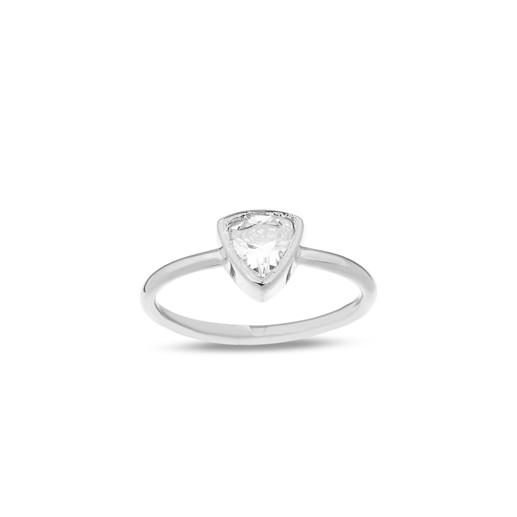 14K Gold Trillion Cut Birthstone Ring, Triangle Bezel Ring, Custom Color Gemstone Ring, Unique Solitaire, Gift for Her