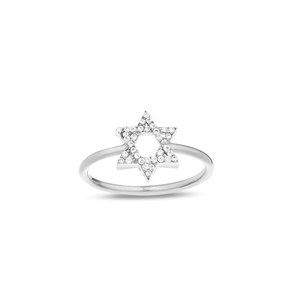 14K Gold Star of David Ring, Pave Lab Diamond Jewish Star Ring, Sparkling Faith Ring, Jewish Jewelry, Gift for Her