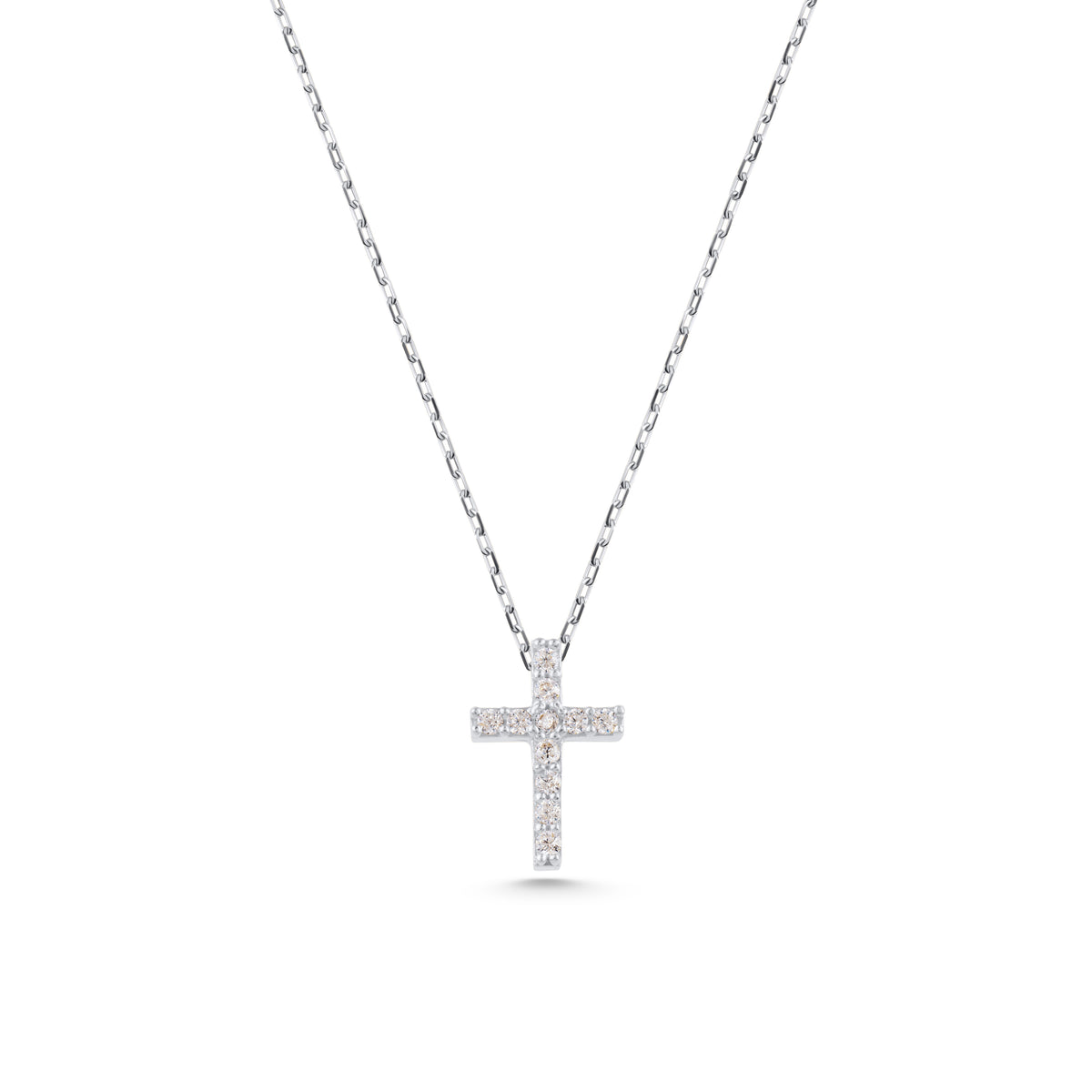 14K Gold Lab Diamond Cross Necklace, Pave Cross Pendant, Sparkling Faith Charm, Gift for Her