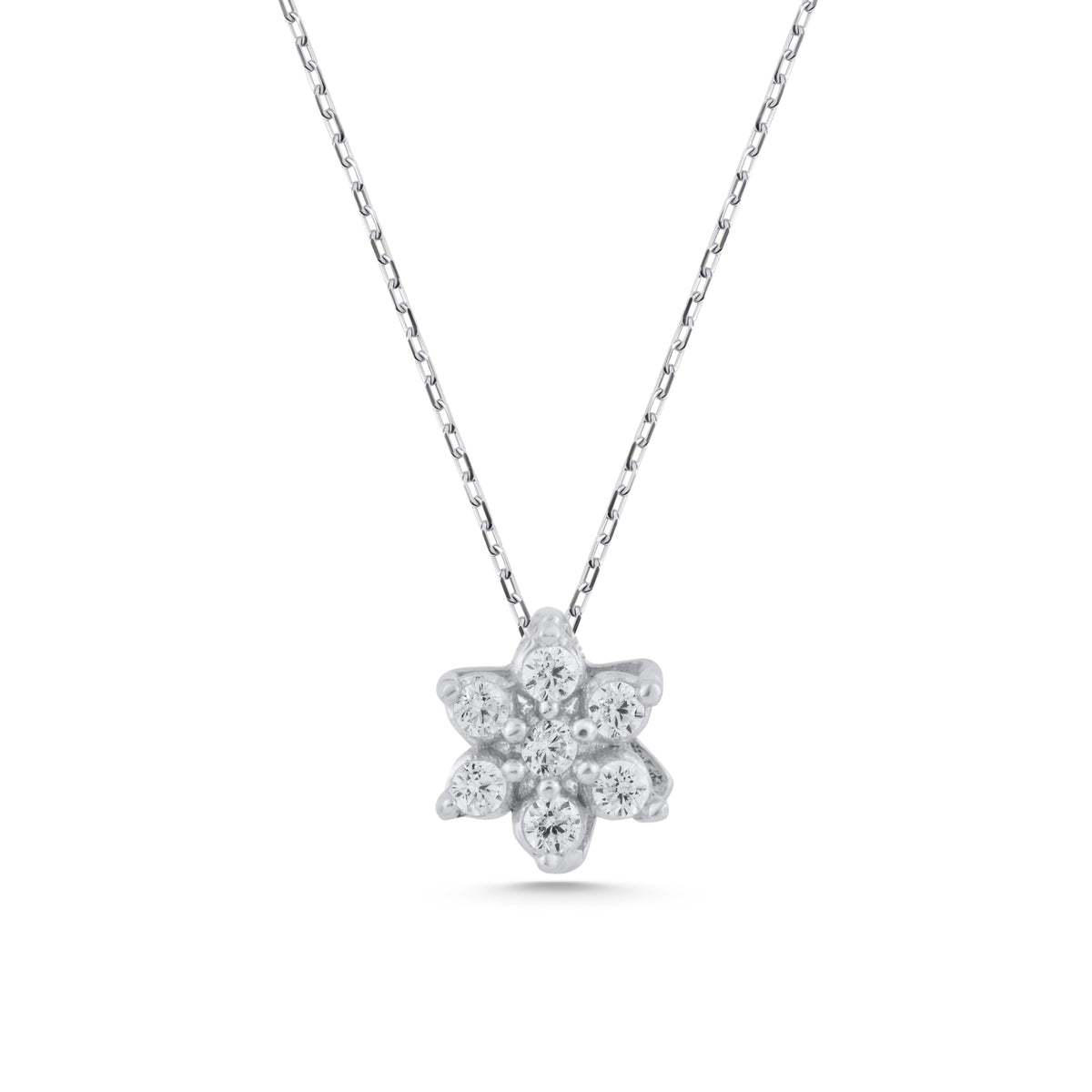 14K Gold Lab Diamond Flower Necklace, Cluster Flower Pendant, Delicate Floral Charm, Gift for Her