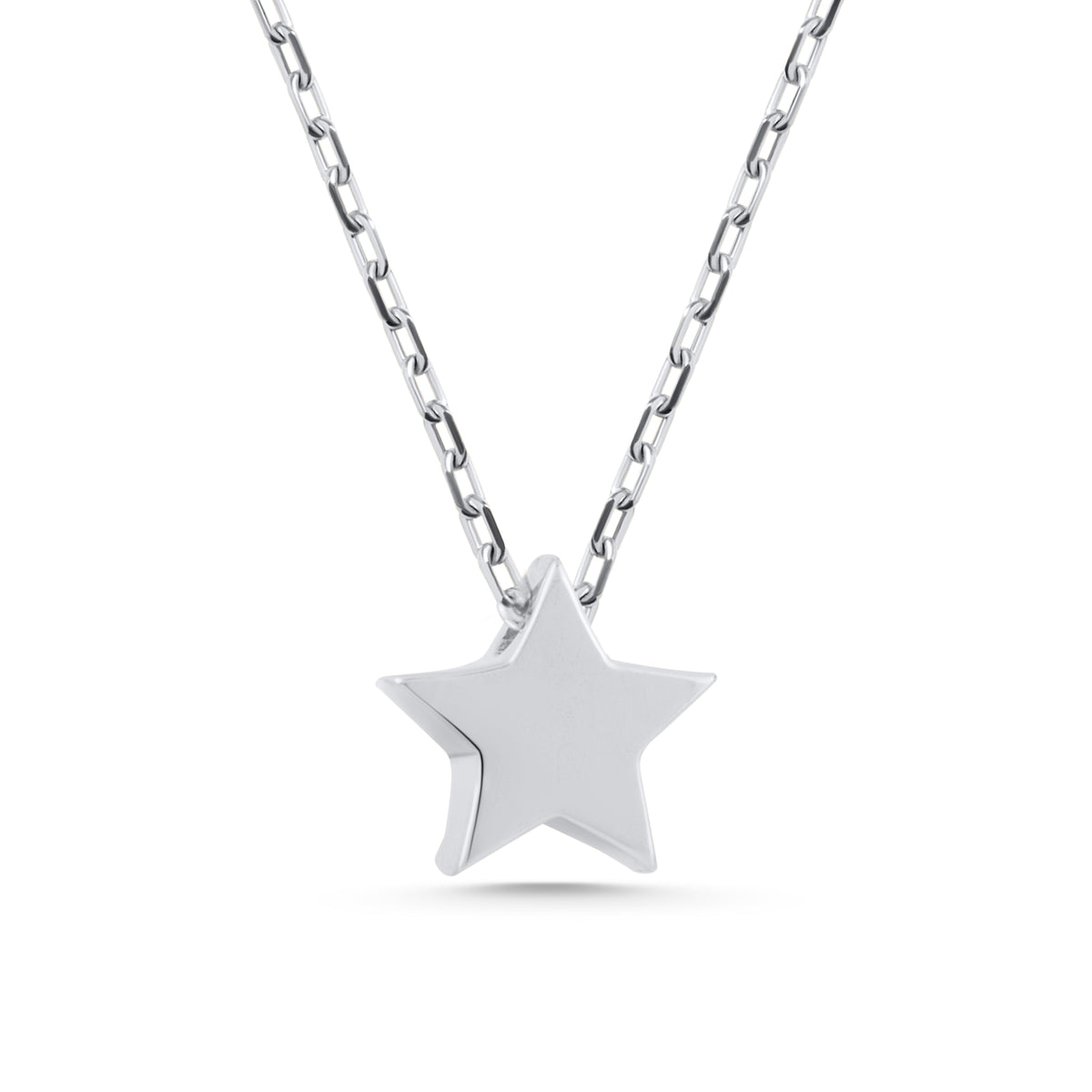 14K Gold Star Necklace, Solid Gold Puffy Star Pendant, Minimalist Star Charm, Gift for Her