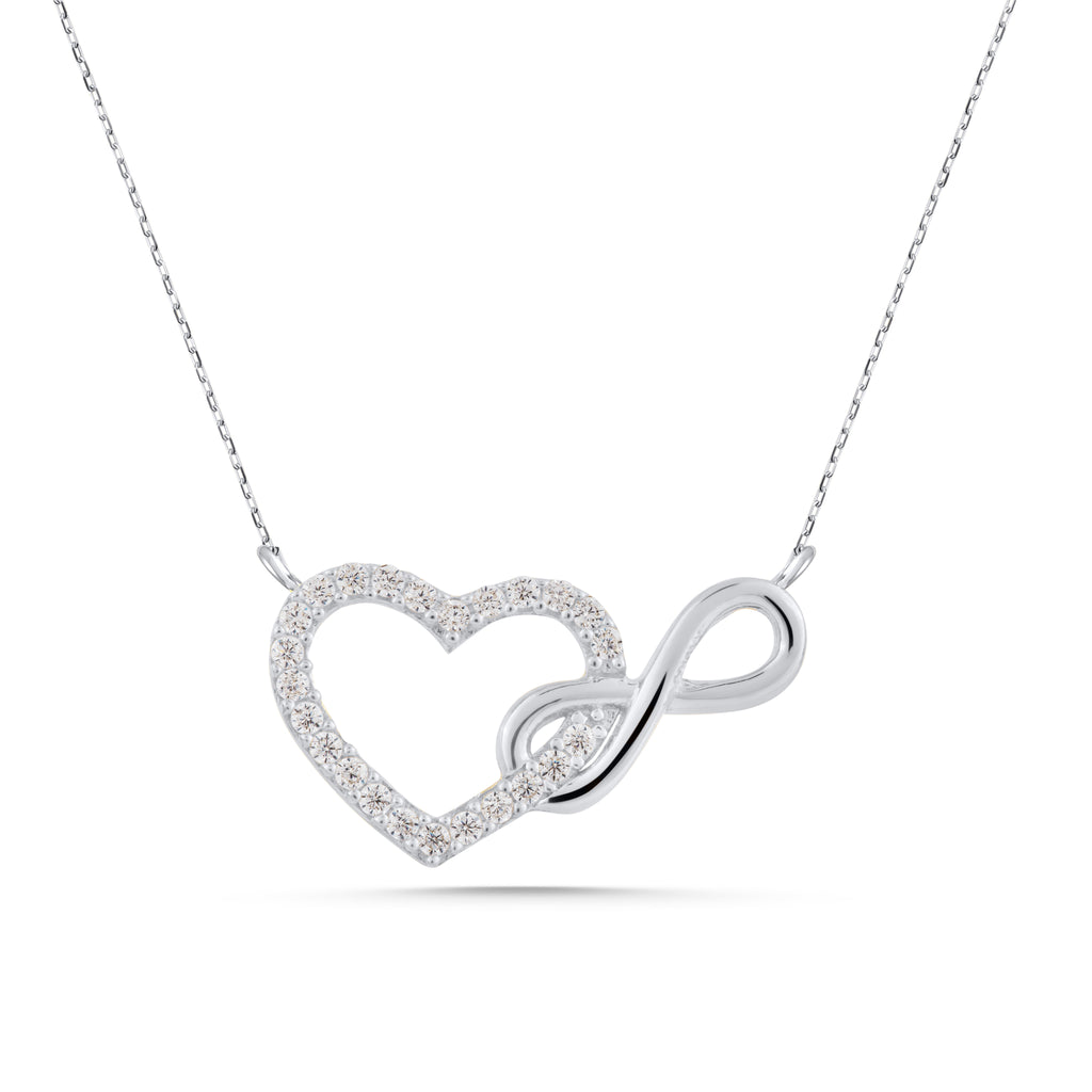 14K Gold Lab Diamond Infinity Heart Necklace, Pave Heart Infinity Pendant, Eternal Love Charm, Gift for Her