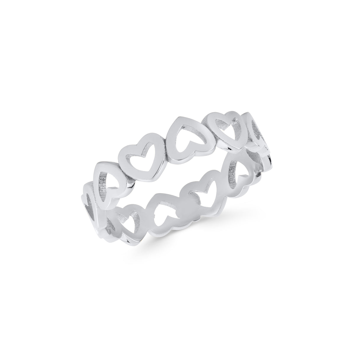 14K Gold Heart Eternity Ring, Bold Open Heart Band, Wide Heart Stacking Ring, Romantic Statement Ring, Gift for Her