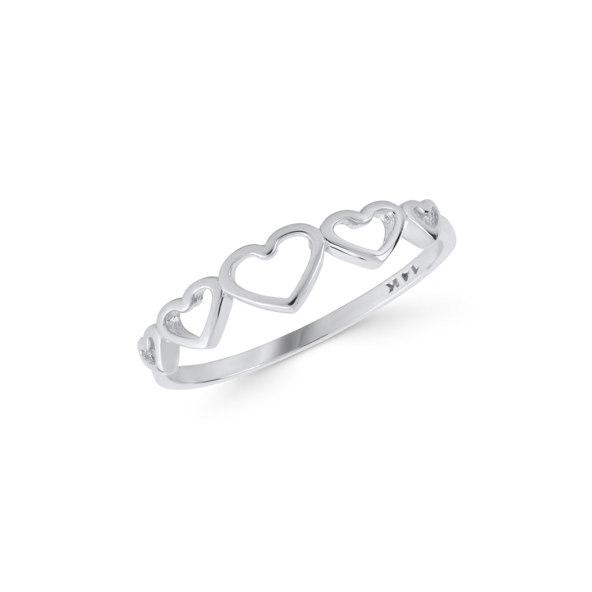 14K Gold Open Heart Ring, Heart Eternity Band, Romantic Stacking Ring, Dainty Love Ring, Gift for Her