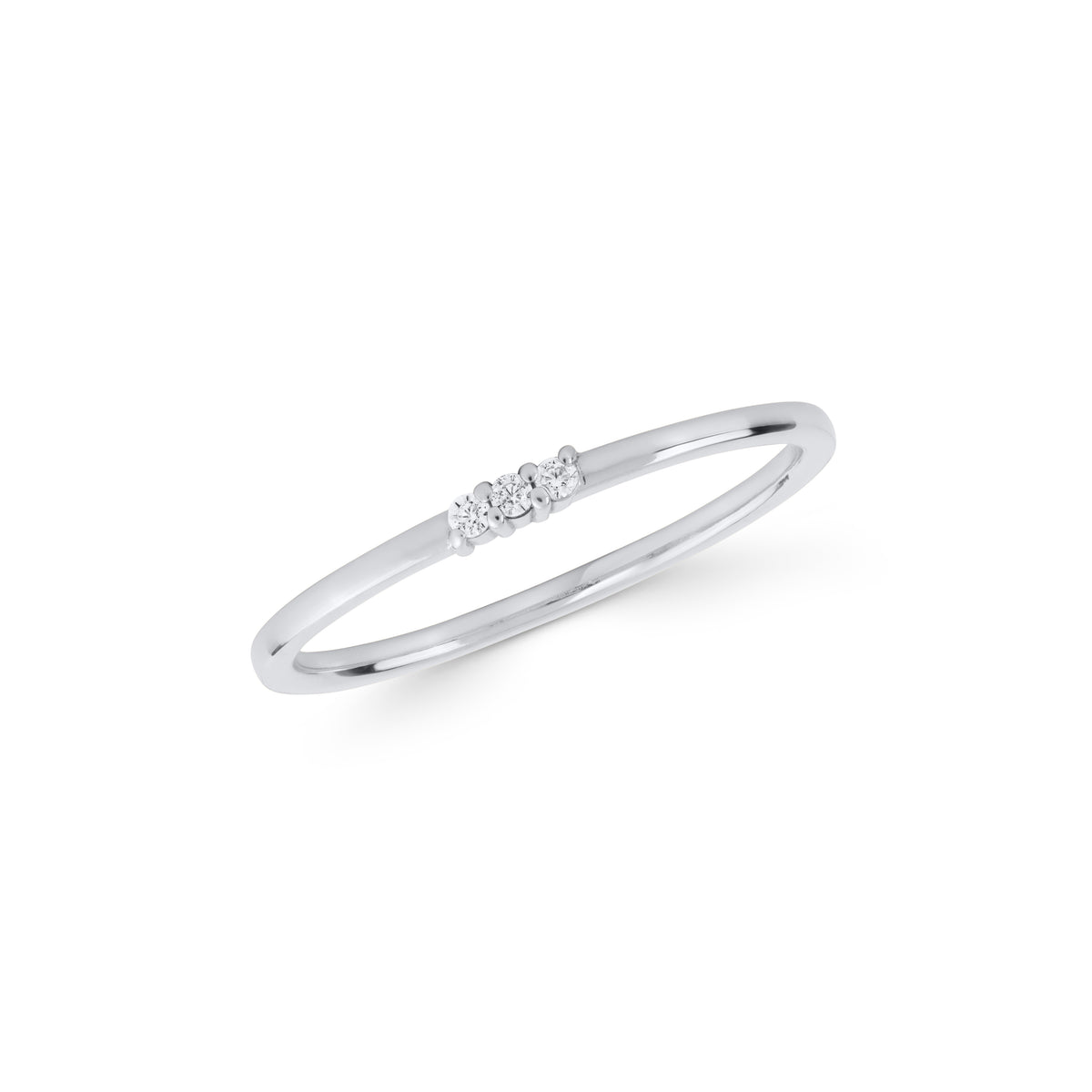 14K Gold Three Stone Ring, Dainty Lab Diamond Stacking Ring, Minimalist Thin Band, Delicate Everyday Ring, Gift for Her